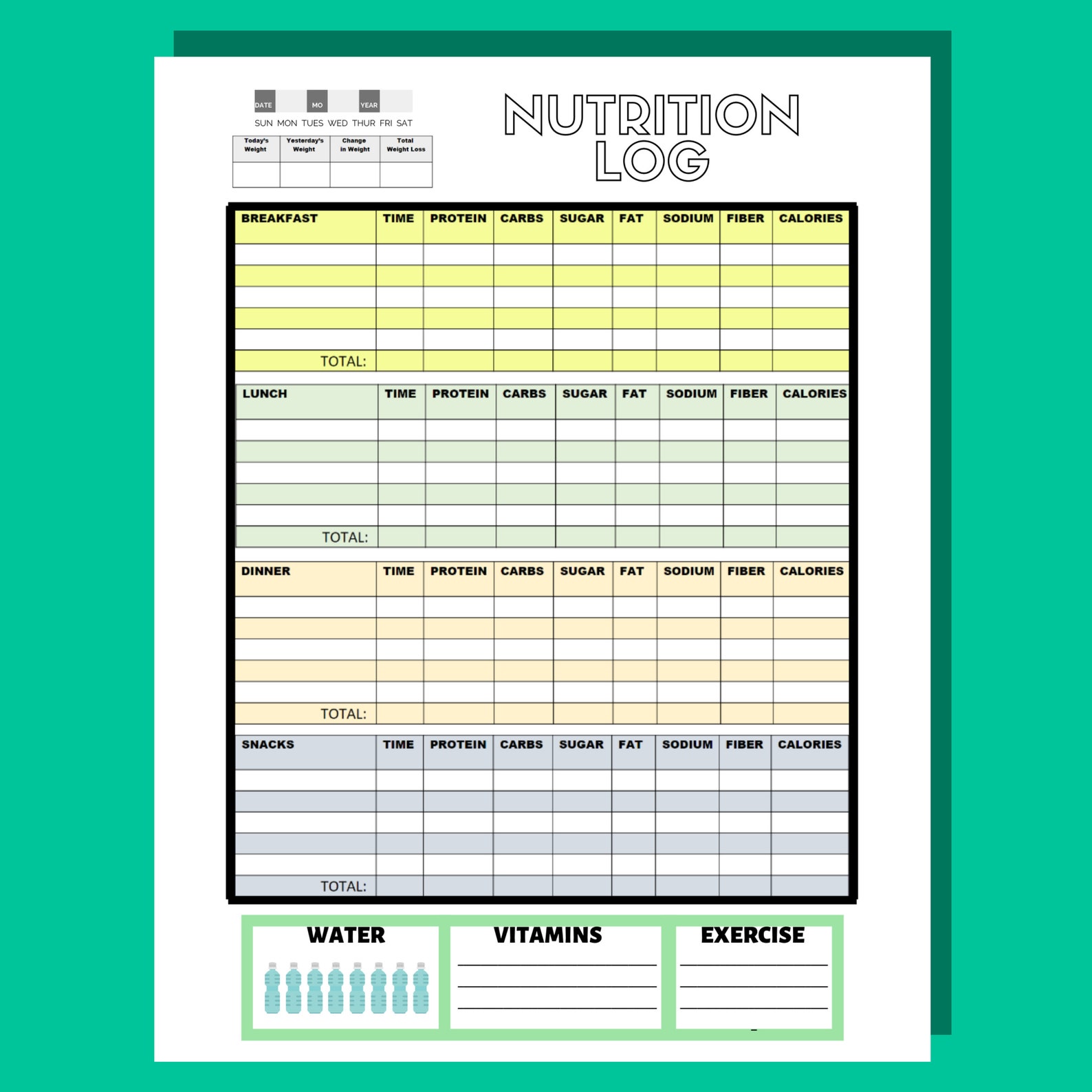 Gastric Bypass Nutrition Log Bariatric Surgery Checklist Etsy