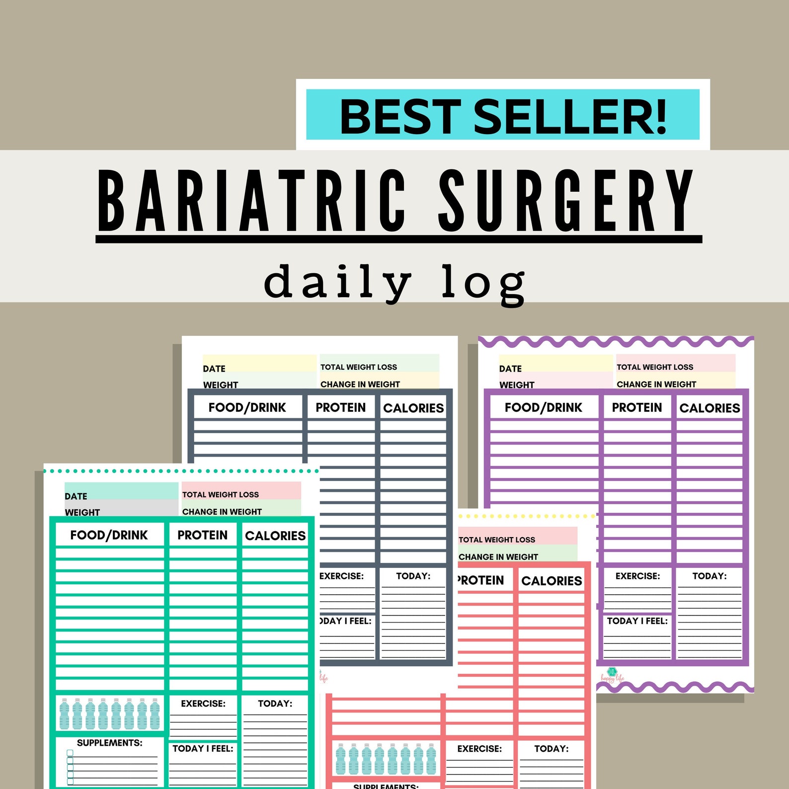 Bariatric Planner, Bariatric Surgery Planner, PDF Printable Fitness