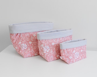 Storage Baskets, Fabric Basket Set, Home Organisation Ideas, Toiletries Organiser, Eco Friendly Home, Floral Fabric Box, Beauty Organiser