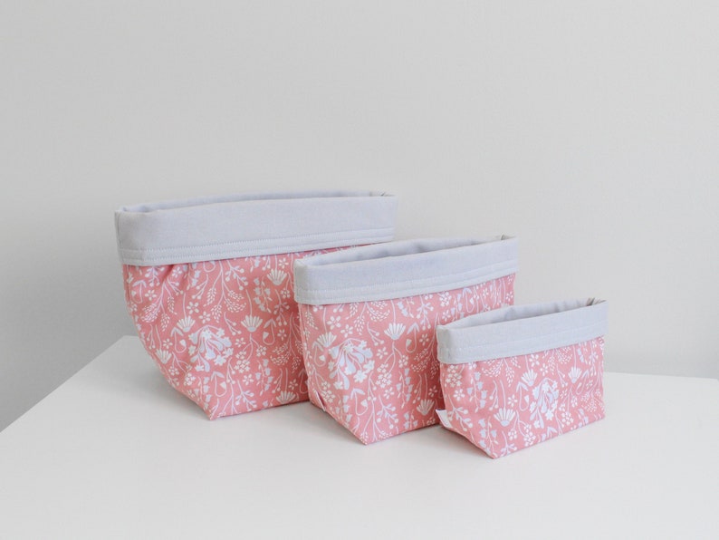 Storage Baskets, Fabric Basket Set, Home Organisation Ideas, Toiletries Organiser, Eco Friendly Home, Floral Fabric Box, Beauty Organiser image 1