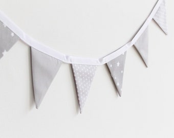 Grey Nursery Bunting, Gender Neutral Nursery, Newborn Baby Bunting, Neutral Nursery Wall Hanging, Baby Room Decoration, Star Nursery Garland