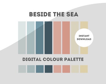 Digital Planner Colour Palette, Procreate Swatch Card, Instant Download HEX Codes, Downloadable Color Scheme File, Seaside Beach Harmonies