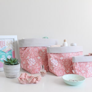 Storage Baskets, Fabric Basket Set, Home Organisation Ideas, Toiletries Organiser, Eco Friendly Home, Floral Fabric Box, Beauty Organiser image 2