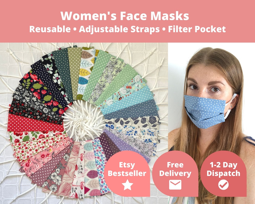 Womens Face Mask Adjustable Straps Adult Face Covering With Etsy