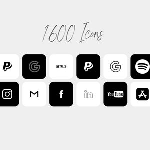 MONOCHROME 1600 iPhone iOS App Icons 800 icons in Black and White FREE Wallpapers & Widgets / Minimalist Professional Custom image 2