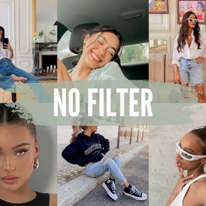 NO FILTER - 10 Lightroom Mobile + Desktop Presets - Clear / Smooth Selfie Filter - Bright Clean + Airy - Summer iPhone / Instagram Filters