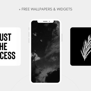 MONOCHROME 1600 iPhone iOS App Icons 800 icons in Black and White FREE Wallpapers & Widgets / Minimalist Professional Custom image 4