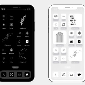 MONOCHROME 1600 iPhone iOS App Icons 800 icons in Black and White FREE Wallpapers & Widgets / Minimalist Professional Custom image 3