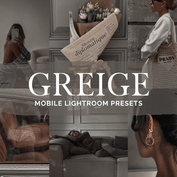 GREIGE - 10 Mobile Lightroom Presets | Grey / Beige Influencer Presets | Ashy Instagram Filter | Aesthetic Lifestyle Presets