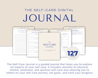 May include: A digital self-care journal with 127 pages. The journal is designed to help you explore all aspects of self-care, including physical, mental, emotional, and spiritual well-being. It includes sections for setting goals and tracking progress.