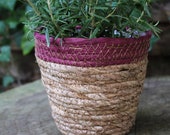 Woven natural plant pot boho plants home decor vintage pottery basket handmade unique gift planter bathroom living room wicker