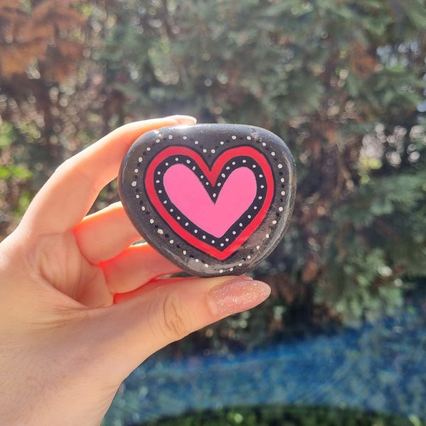 Erzählstein / Glücksstein / Troststein / Glücksbringer / Acryl auf Stein / Bemalter Stein / Bemalter Kiesel / Pocket Pebble / Herzmotiv