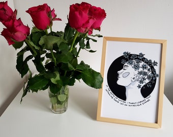mental health art print, flower art print, daffodil art print, quote art print, Albert Camus quote art print, gift for cancer survivors