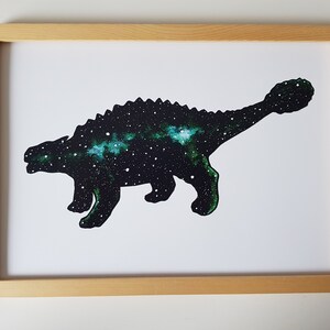 Galaxy art print, dino art print, dinosaur art print, galaxy dino art print, space art print, universe art print, ankylosaurus art print