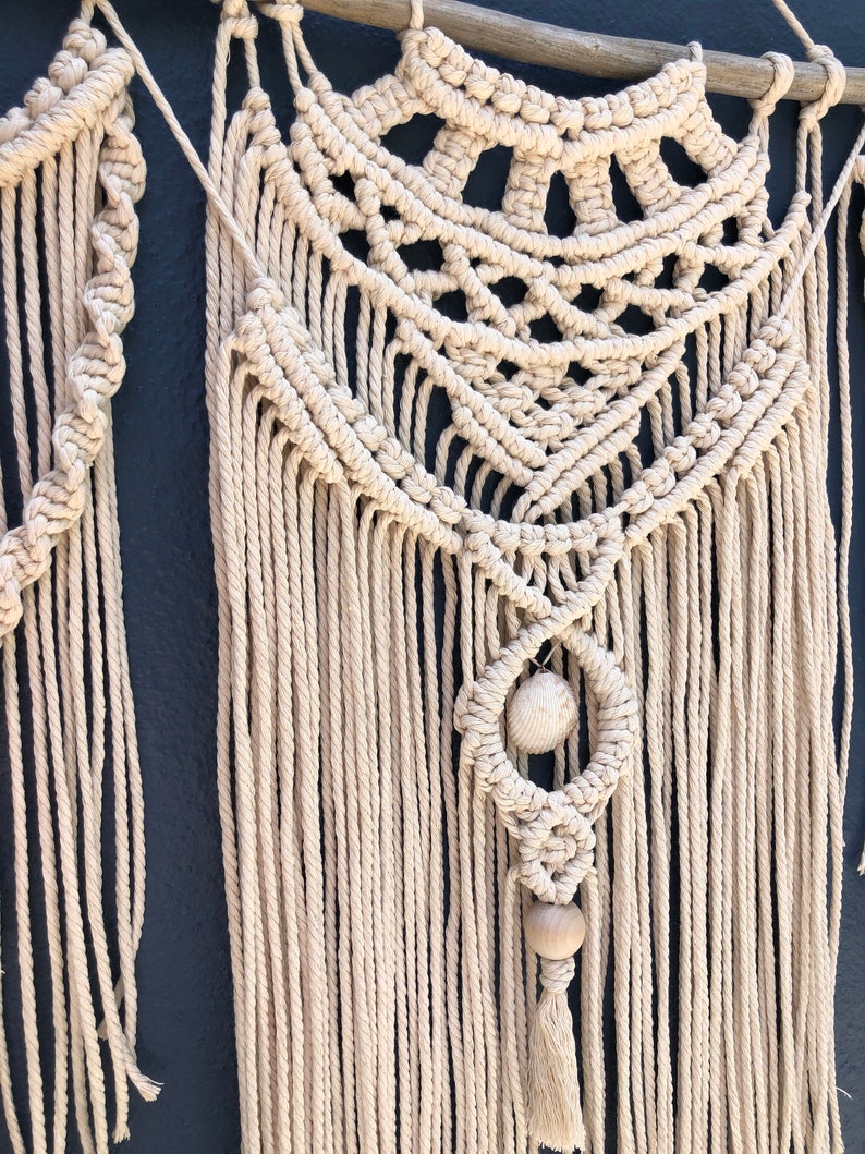 Large Driftwood Macrame Wall Hanging with Seashell Boho Chic Etsy