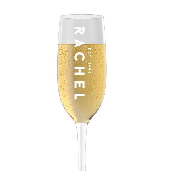 Customized Happy Birthday Toasting Flute - Engraved Champagne Glass with Name and Date Engraving