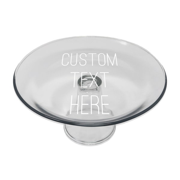 Custom Engraved Glass Cake Plate Personalized With Your Custom Text