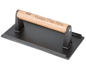 Personalized Cast Iron Burger, Bacon Weight - Engraved Steak Press Gift for Kitchen, Business, Present,