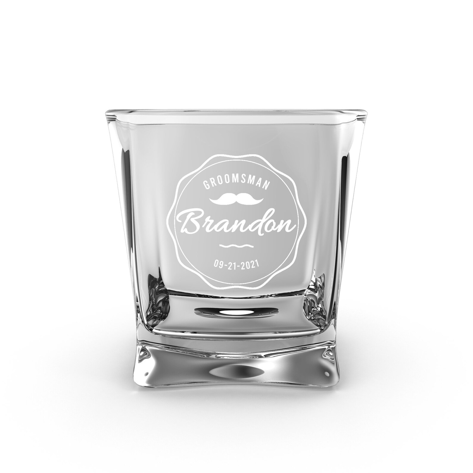 Custom Etched Square Whiskey Glass for Bachelor Party Etsy