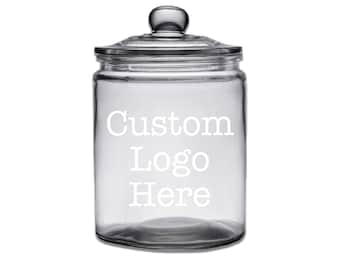 Custom Engraved Glass Treat And Cookie Jar - Personalized With Your Custom Logo