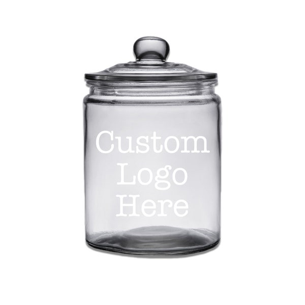 Custom Engraved Glass Treat And Cookie Jar - Personalized With Your Custom Logo