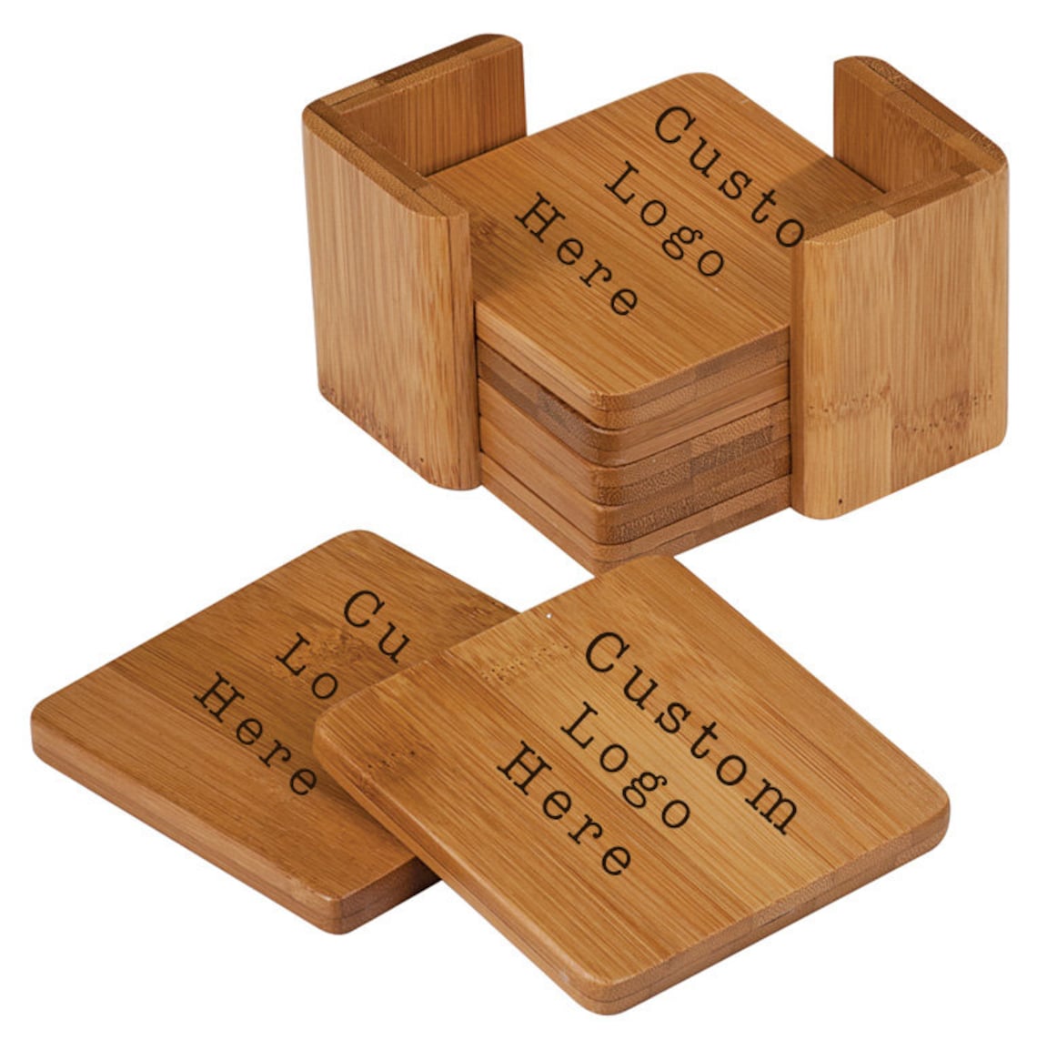 Engraved Square Wooden Coasters With Your Company Logo Personalized