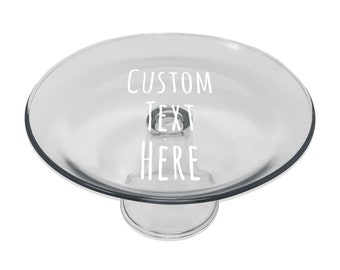 Engraved Glass Cake Plate Personalized With Your Custom Text