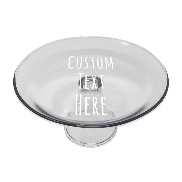 Engraved Glass Cake Plate Personalized With Your Custom Text