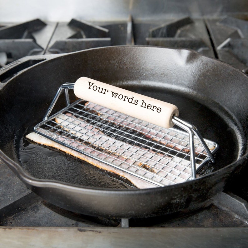 Personalized Griddle Bacon Weight Engraved Bacon Press Gift Etsy