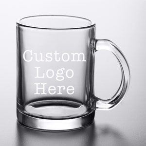 Customized Glass Coffee Mug Engraved And Personalized With Your Custom Logo