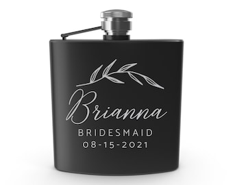 Engraved Liquor Flask Gift for Bachelorette Party - Personalized for your Bridesmaids, Maid of Honor, Matron of Honor, Bridal Party