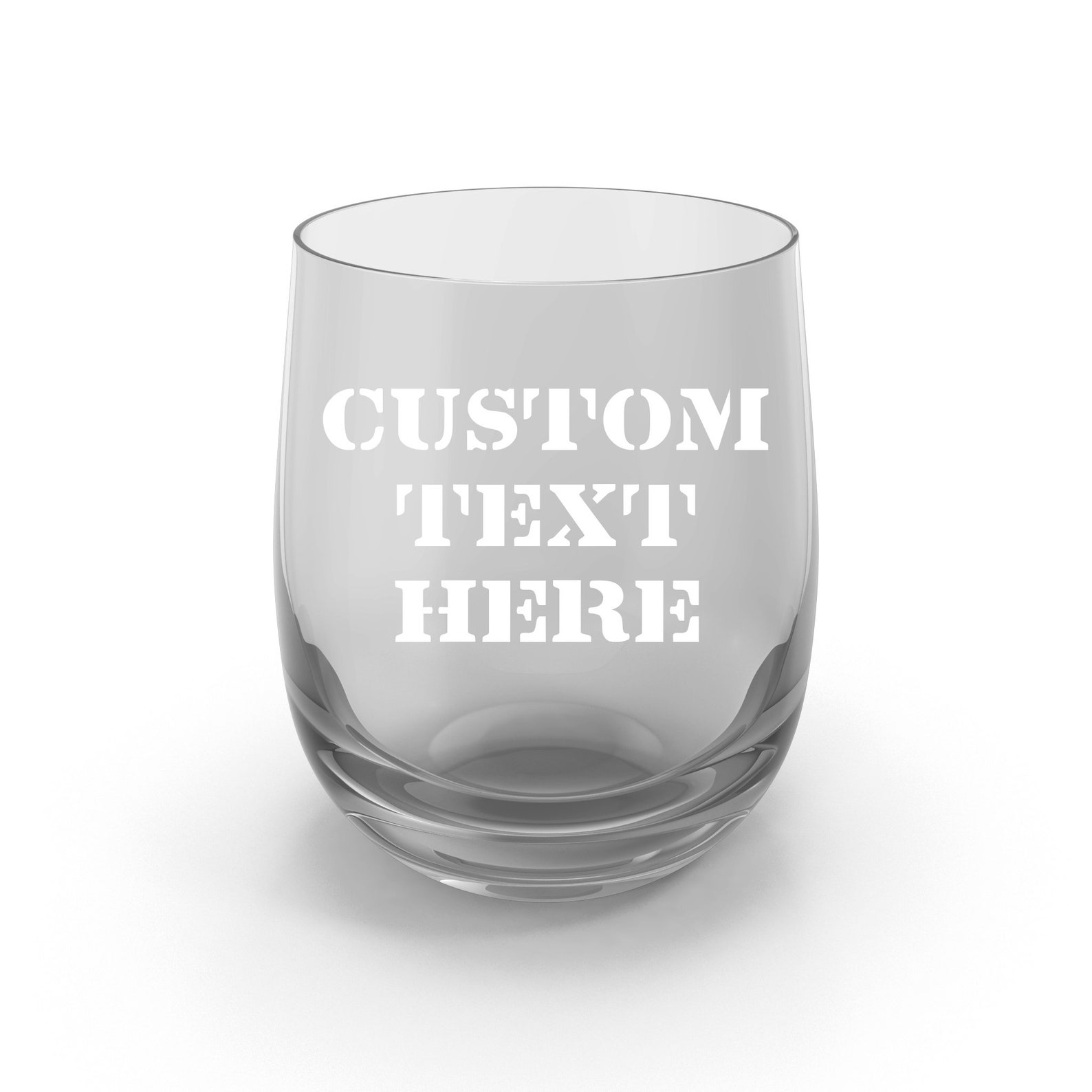 Engraved Stemless Wine Glass Gift With Custom Text Etsy