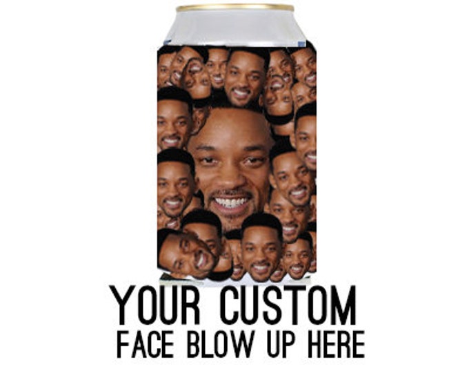 Personalized Can Cooler Cozie with Your Face  Blow Up (created with your picture)- Customized Beer Holder Cozy for Birthday Party