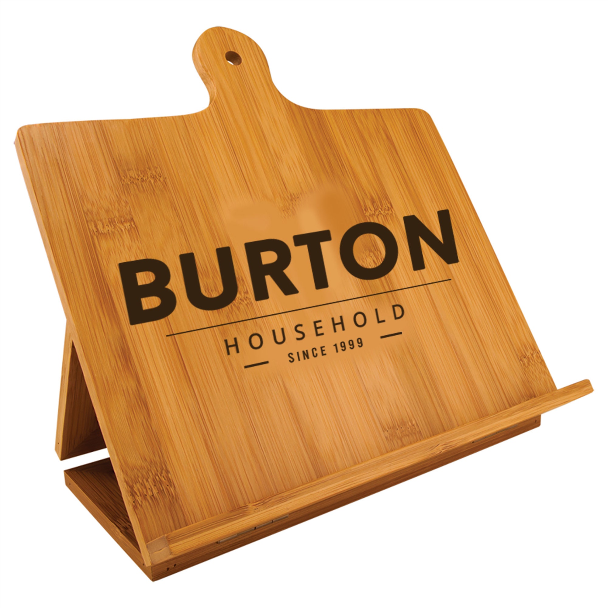 Custom Engraved Bamboo Cook Book Holder With Family Initial Etsy