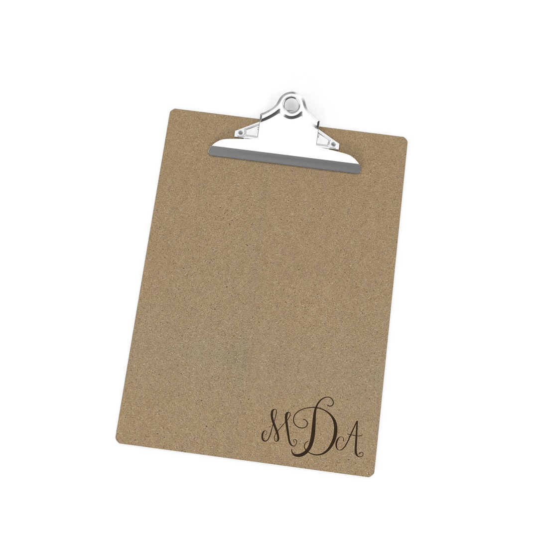 Monogrammed Clipboard With Metal Clip for Teachers, Real Estate Agents ...