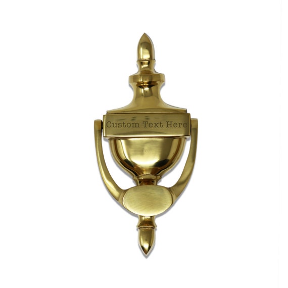 Engraved Brass Door Knocker Personalized With Your Custom Text Etsy