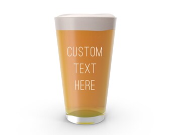 Custom Engraved Pint Glass Beer Mug with Custom Text - Personalized for Free