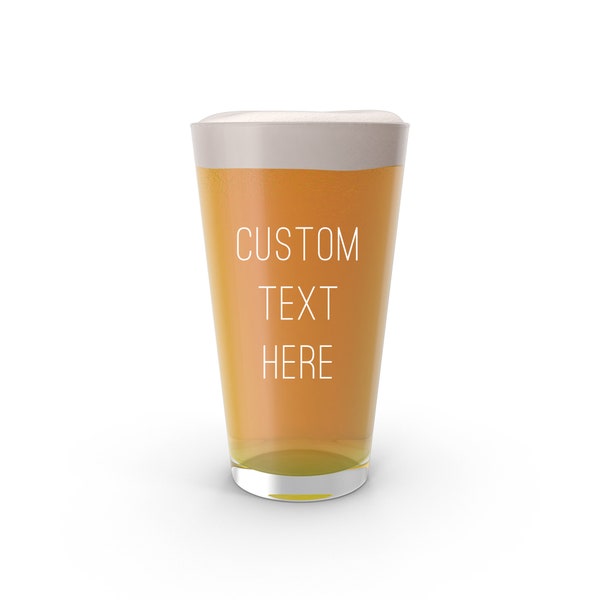 Custom Engraved Pint Glass Beer Mug with Custom Text - Personalized for Free