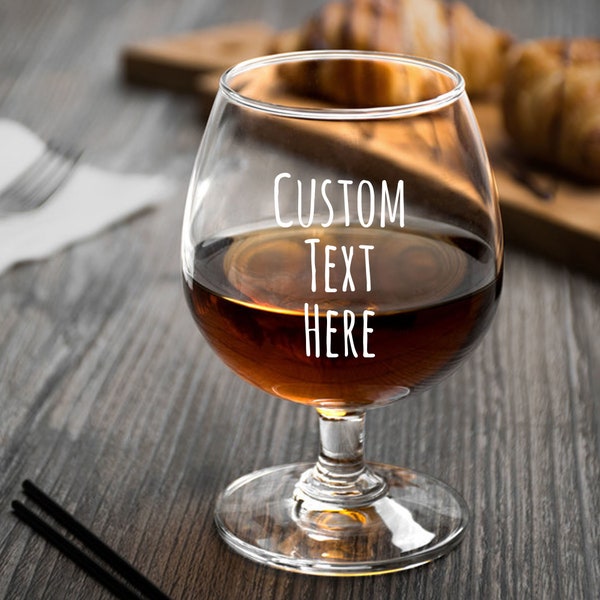 Personalized Brandy Glass Engraved With Your Custom Text