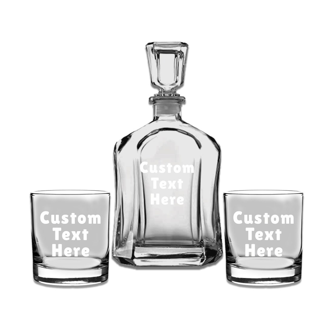 Personalized Whiskey Decanter Set With Glasses Custom Engraved Etsy
