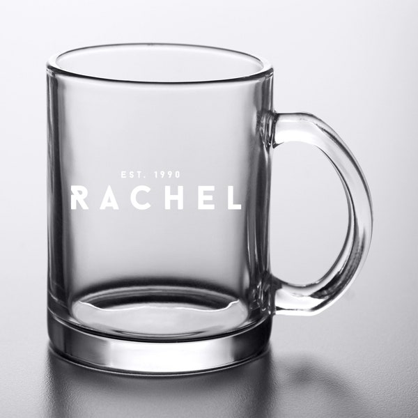 Personalized Glass Coffee Mug Engraved For A Birthday – Customized Birthday Gift