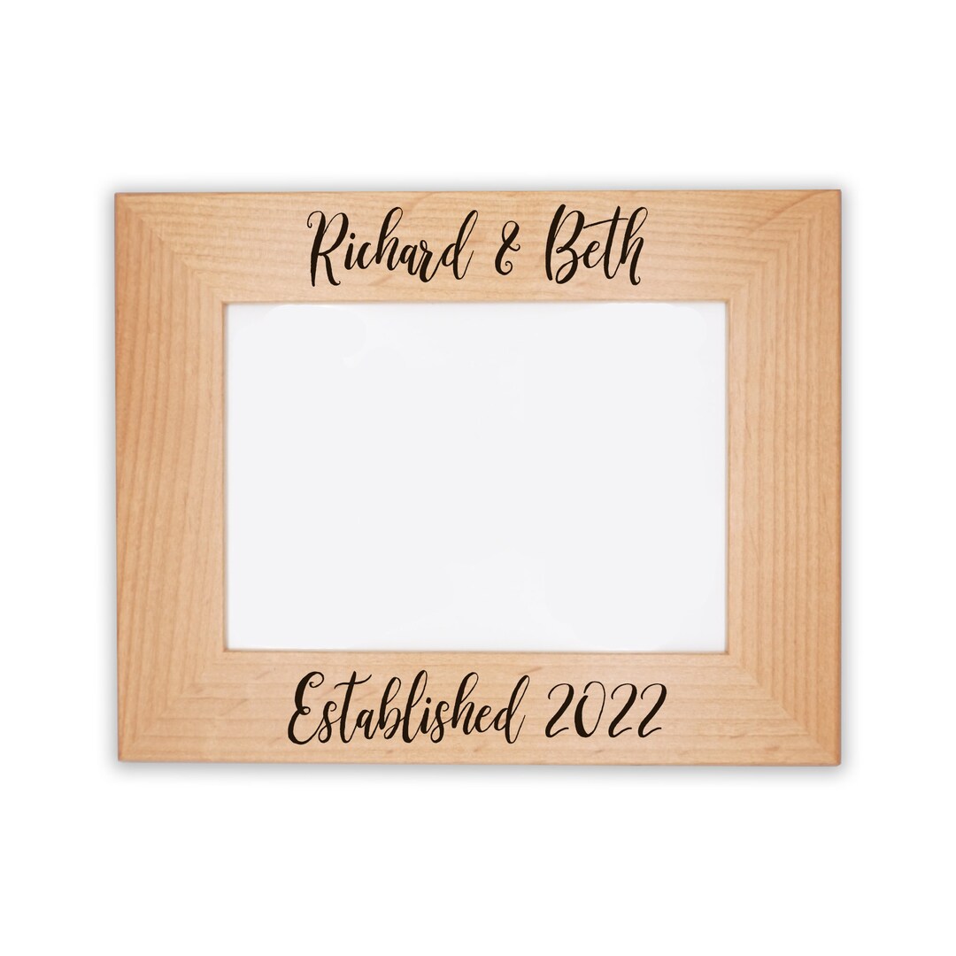 Custom Engraved Newlywed Wood Picture Frame With Custom Text