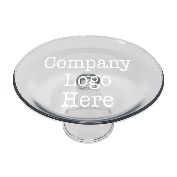 Engraved Glass Cake Plate Personalized With Your Custom Company Logo