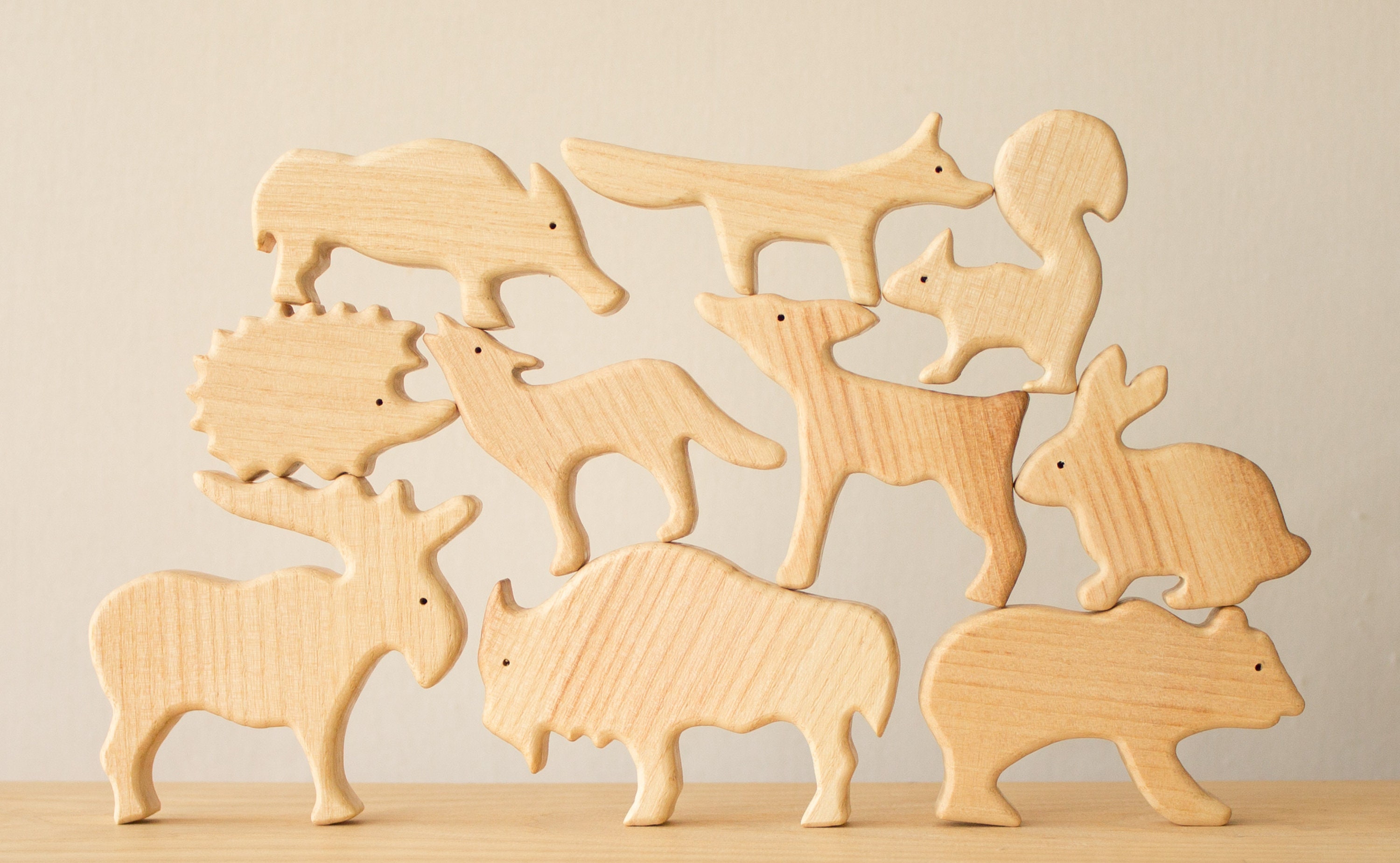 Wooden Forest animals Wooden toys Toys for toddler Organic Etsy