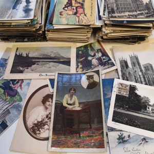 Lot de cartes postales vintage vieux Royaume-Uni/étrangers topographiques et sujets des années 1900 à 1980