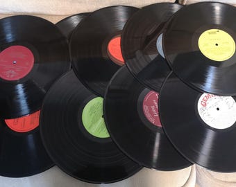 Vintage 12" Vinyl Records for Crafting: Random Mixed Lot