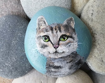 Bemalter Stein, kleines Geschenk, Katze, Dekoration