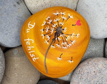 Bemalter Stein, Trauerstein, Trauer, Grab, Sternenkind, Pusteblume, Erinnerung