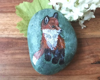 Painted stone, fox, decoration, small gift