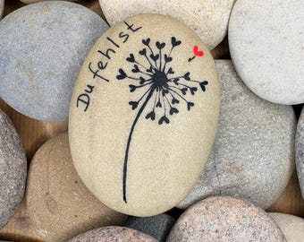Painted stone, dandelion, mourning stone, memorial stone, grave, love, memory, stillborn child